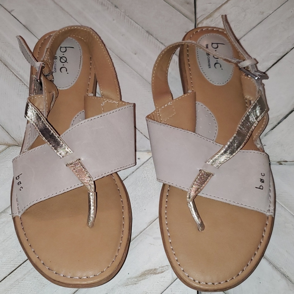 B.o.c  S.10 M Gray & Metalic Gold Leather Sandals